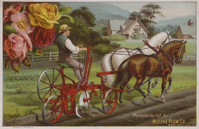 Amerikaanse handelskaart reclame voor de Moline Plow Company, Illinois, c1880s door American School